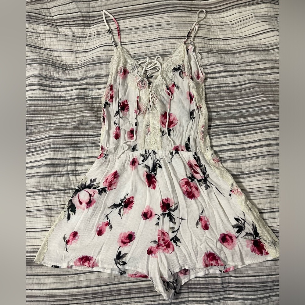 Kendall & Kylie White and Pink Romper with Floral Print